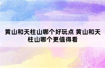 黄山和天柱山哪个好玩点 黄山和天柱山哪个更值得看